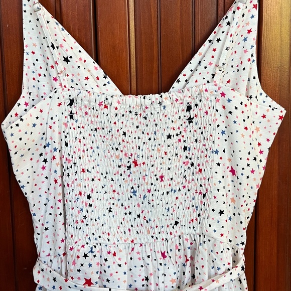 NWT LOFT White Multicolor Stars Twist Open Front Shorts Romper Size 4 - Picture 6 of 12